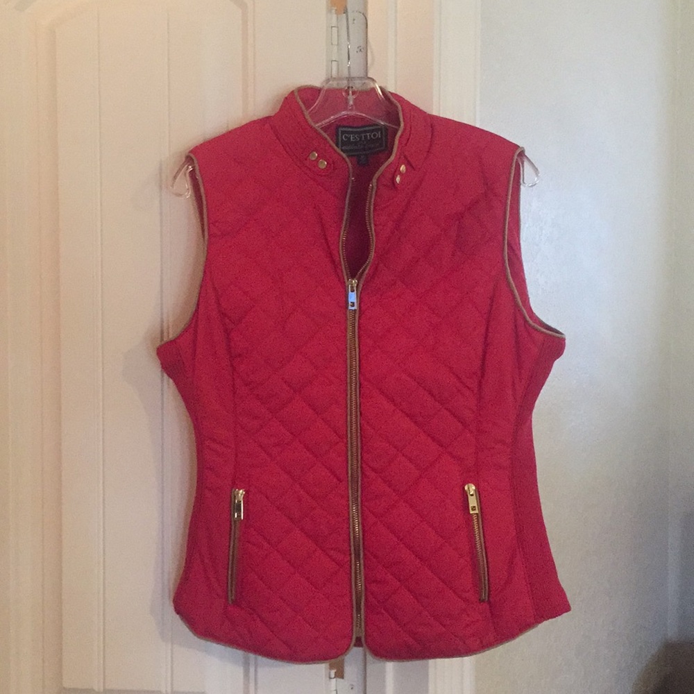 Red puffer vest